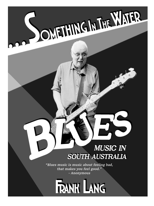 Concept cover for Something in the Water, showing a monochrome bass guitarist beneath angular title lettering and spotlight shapes.